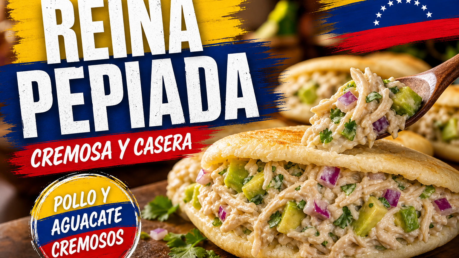 Arepas reina pepiada venezolanas rellenas de pollo y aguacate